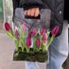 Håndveske Akryl Blomsterboks Gjenbrukbar Blomsterpose Kreativ Bukett Innpakningspose Blomsterinnpakning