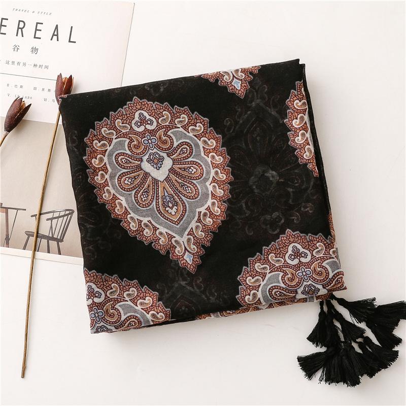 Fashion Boho Paisley Print Ladies Women Viscose Scarf Female Long Shawl Tassel Four Seasons Versatile Floral Muslim Hijab
