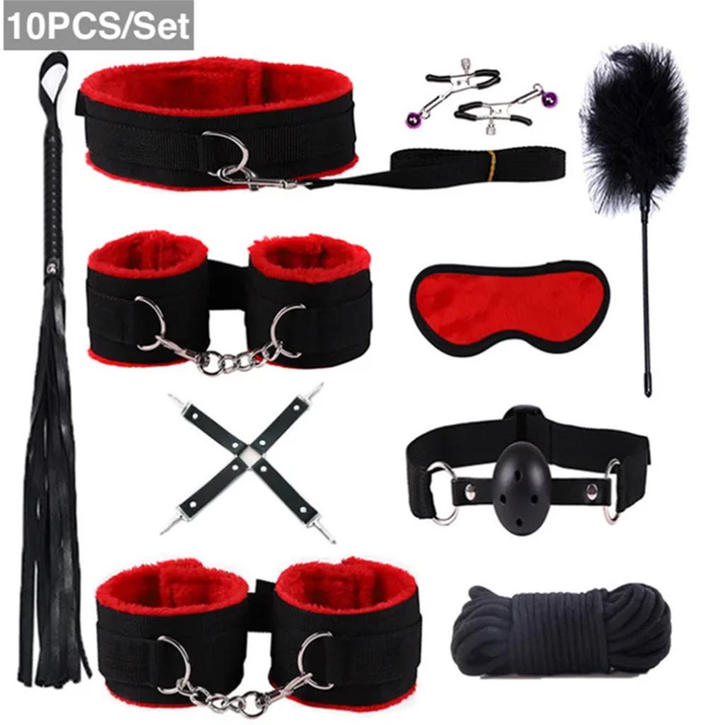 Nylon Bondage Kits Handcuffs Mouth Gag Flirt Teaser Eye Blinder Sex Toy Set SM Slave Couple Sex Games Tool Japanese Shibari