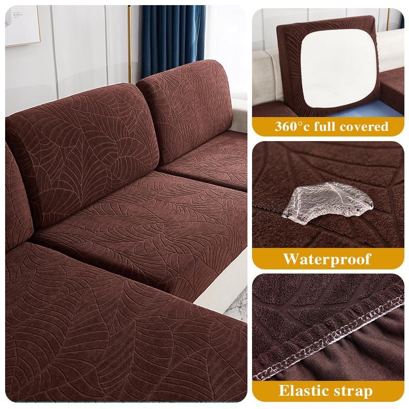 Water Resistant Seat Cushion Cover Elastic Grey Sofa Cover Furniture Protector For Pets Kids Removable