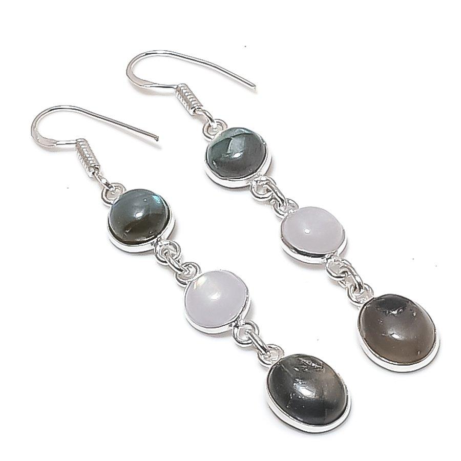 

Натуральный лабрадорит, лунный камень, серьга из стерлингового серебра 925 пробы 2,56 V1r77