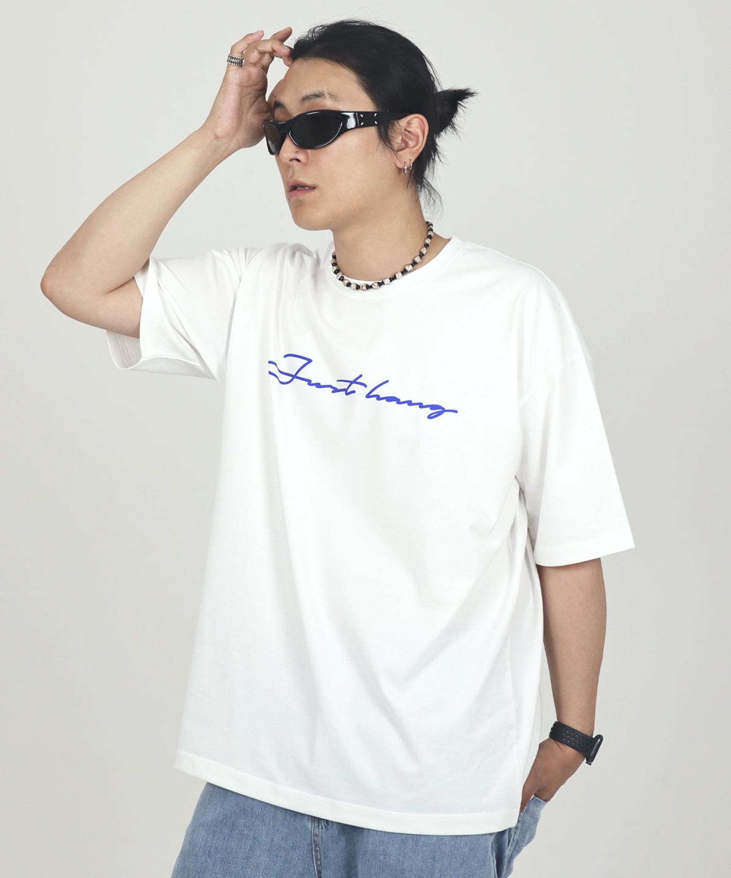 Just Haeng 2Nd Logo Blue White Oversized Short Sleeve Tee L