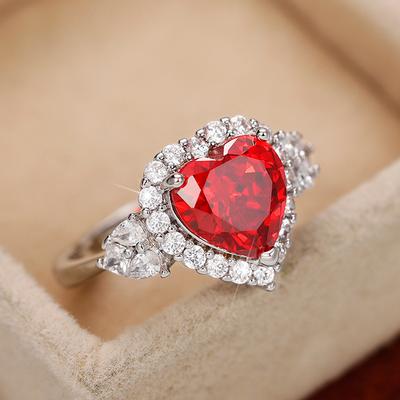 New Bright Colored Love Cubic Zirconia Rings for Women Romantic Bridal Wedding Ceremony Party Accessories Gift Trendy Jewelry