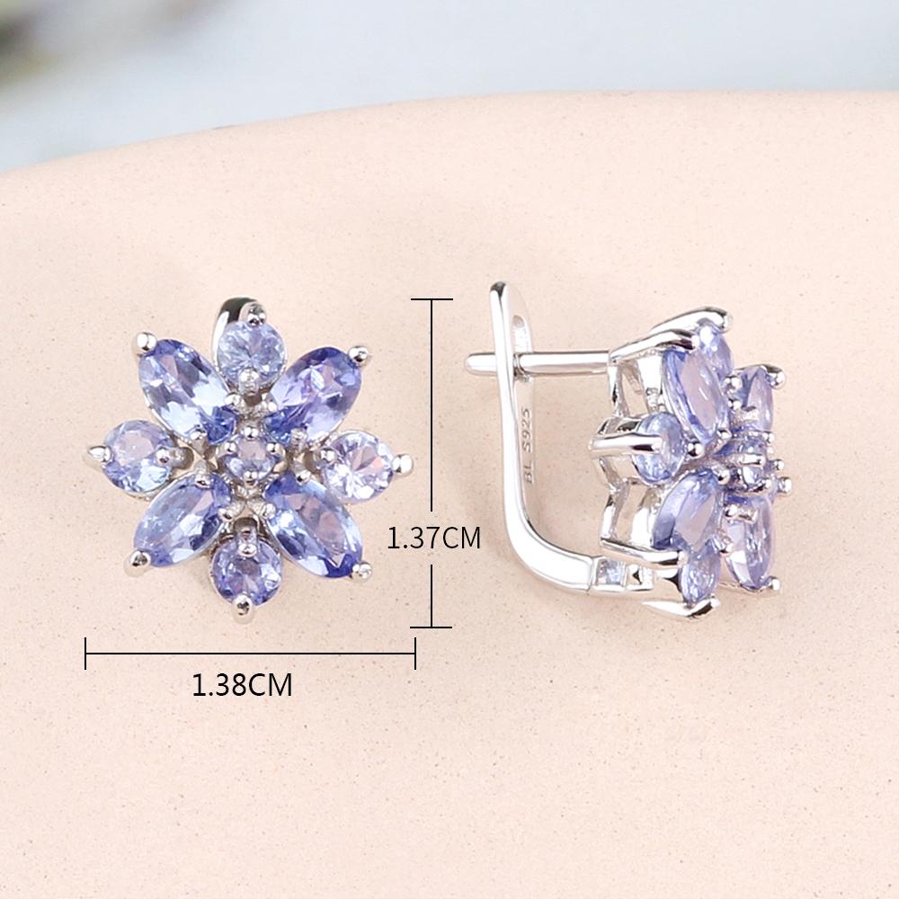 Ensemble de bijoux en argent sterling 925 avec boucles d'oreilles et bague en tanzanite bleue naturelle, bijoux fins, cadeau pour femme