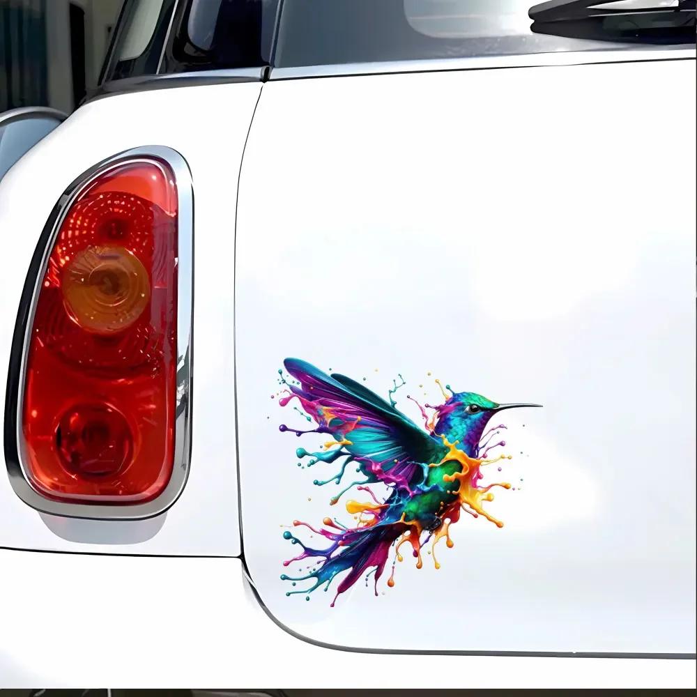 Dopamine Colorful Hummingbird Car Decals Body Auto Rear Triangle Window Trunk Bumper  Decals Creative Ornament