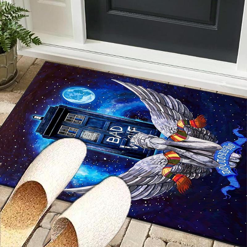 Tardis In Starry Night Office Rug Chair Mat, Game Carpet, Suitable for Front Door, Bedroom, Living Room, Desk, Holiday Gift