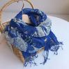 60x185CM Spring And Autumn Thin Retro Blue Tie Dyed Scarf Breathable Peacock And Butterfly Design Thin Linen Scarves For Lady