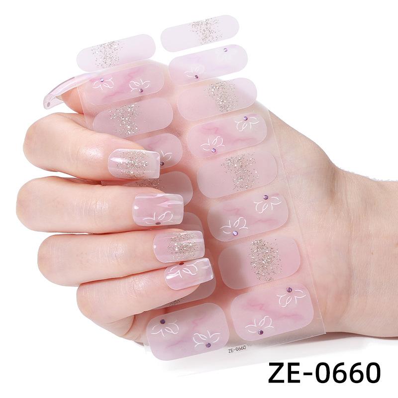 

16 шт. мерцающих наклеек для ногтей с пилочкой - цветочные, бабочки и омбре дизайны. Самоклеящиеся для повседневной носки, свиданий и вечеринок