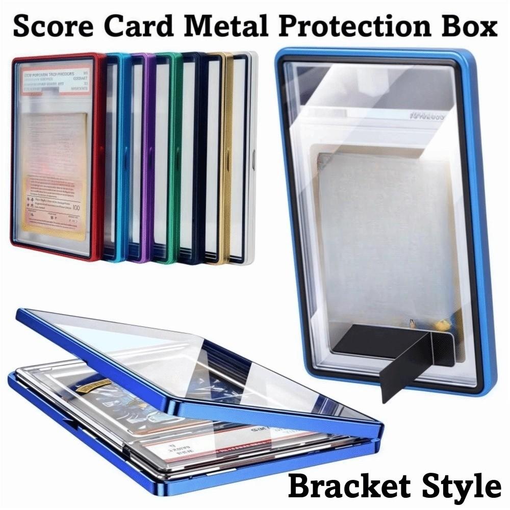2-in-1 PSA/CGC Graded Card Protective Box with Stand Transparent Metal Magnetic Case UV Protection Double-sided Glass