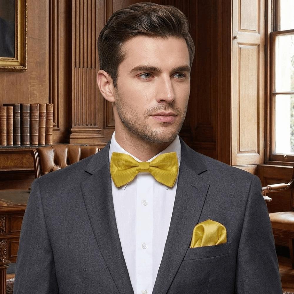 Polyester Pocket Square Set Collar Wedding Accessory Set Corsage Set Bow Tie Set Banquet