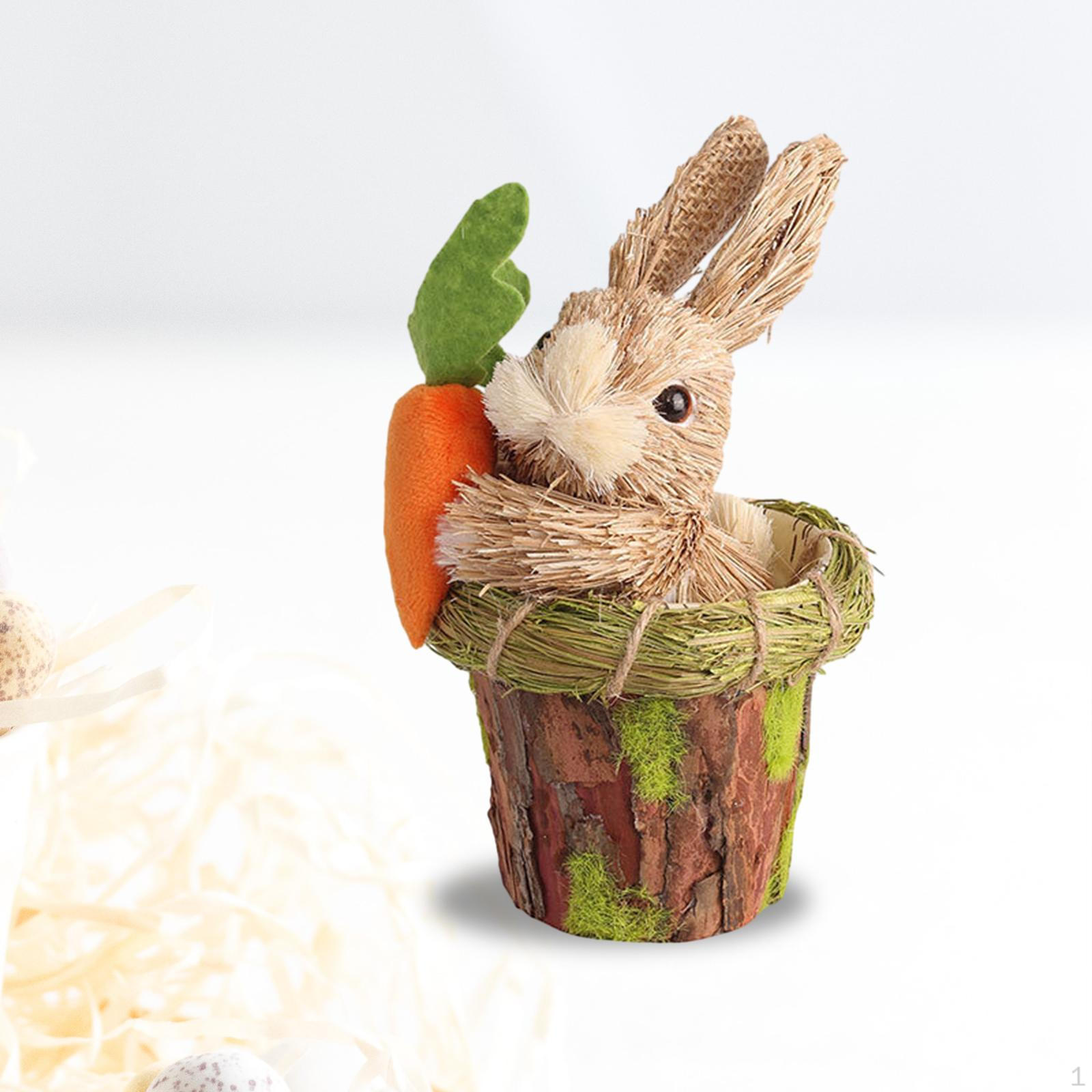 

Соломенная скульптура кролика ручной работы для домашнего декора 9.5cmx11cmx17cm
