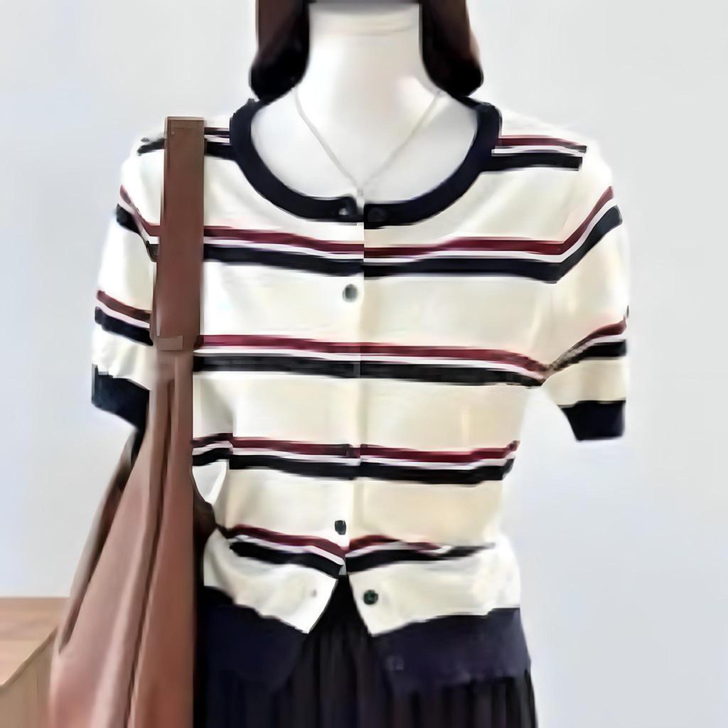 Stripe Knit Cardigan Top 2COLOR