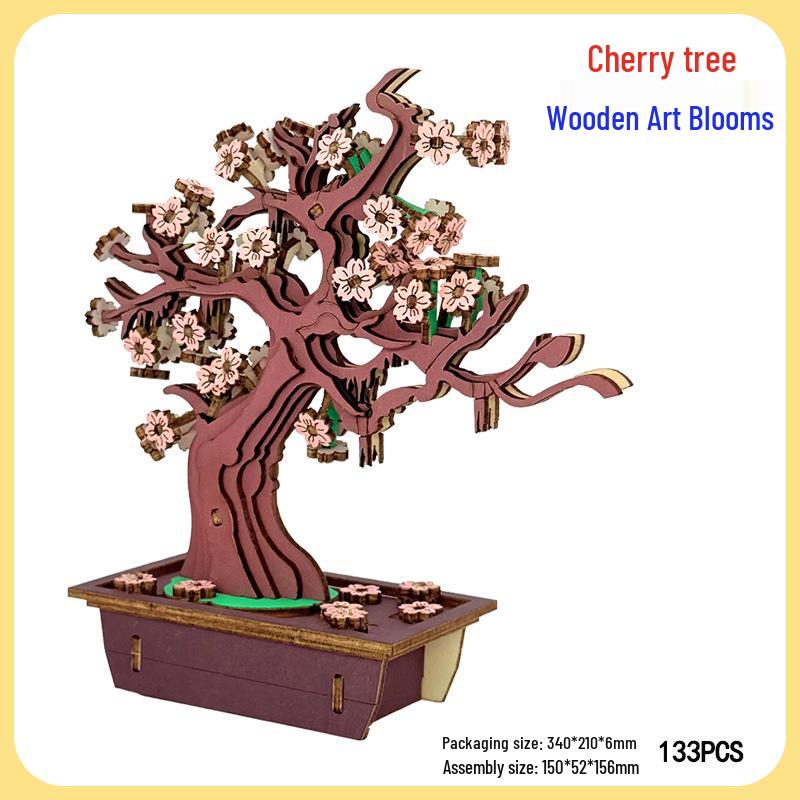 

3D Wooden Flower Jigsaw Puzzle Building Blocks DIY Handicraft Home Decoration Educational Toy