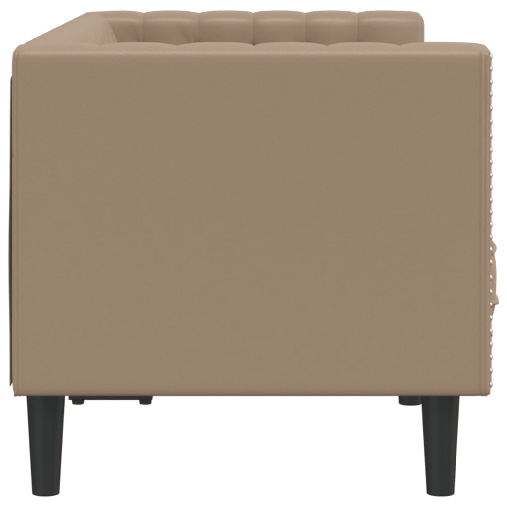Chesterfield 2 Seater Sofa In Cappuccino Faux Leather