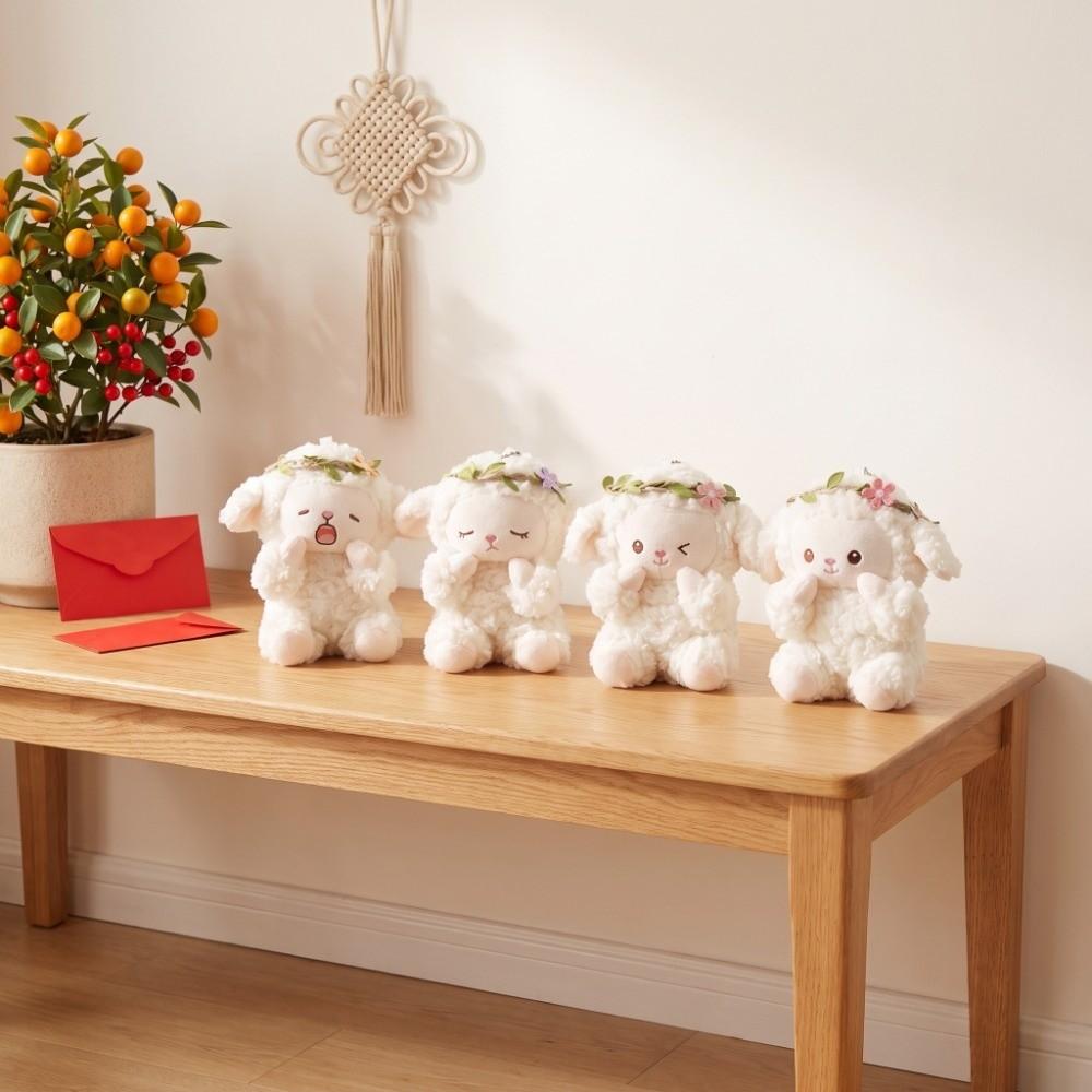 Sheep Mini Sheep Plush Keychain Wreath Flower Soft Lamb Doll Ornament Children Toys
