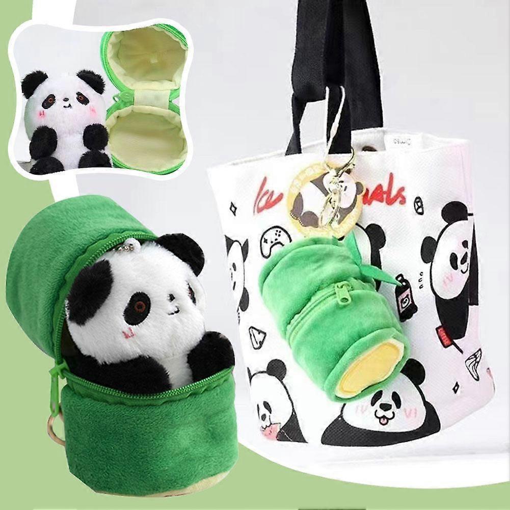 Cute Keychains Plush Panda Doll Keychains With Bamboo Creative Plush Keyrings