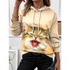 Fashion Women's Hooded Hoodies 3D Print Animal Cat Graphics Casual Sweatshirt Pullovers Streetwear Women's Clothing Fall Winter