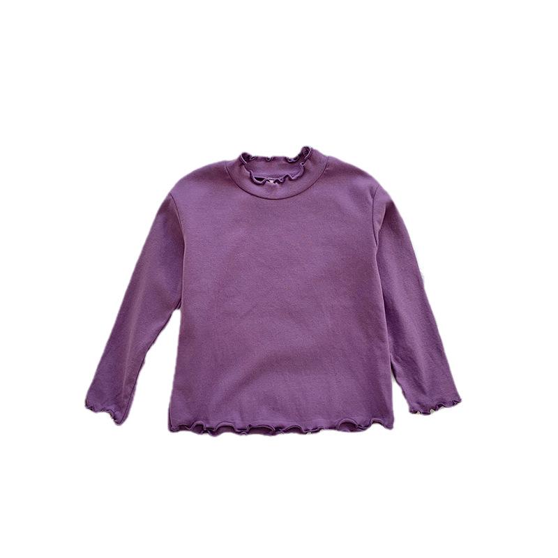 Korean Kids' Soft Knit Autumn Ruffled Turtleneck Long-Sleeve Top