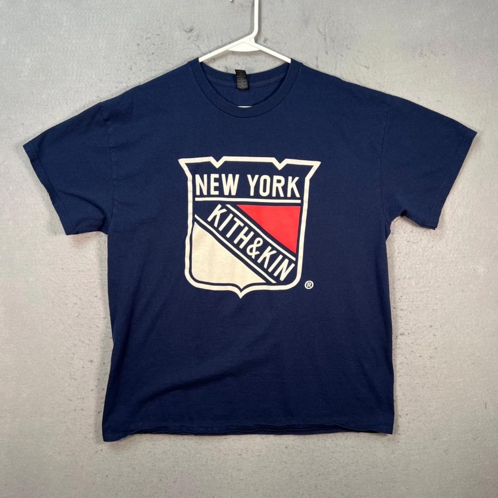 New York Kith & Kin Rangers Blue Graphic T-Shirt Mens Size XL 100% Cotton