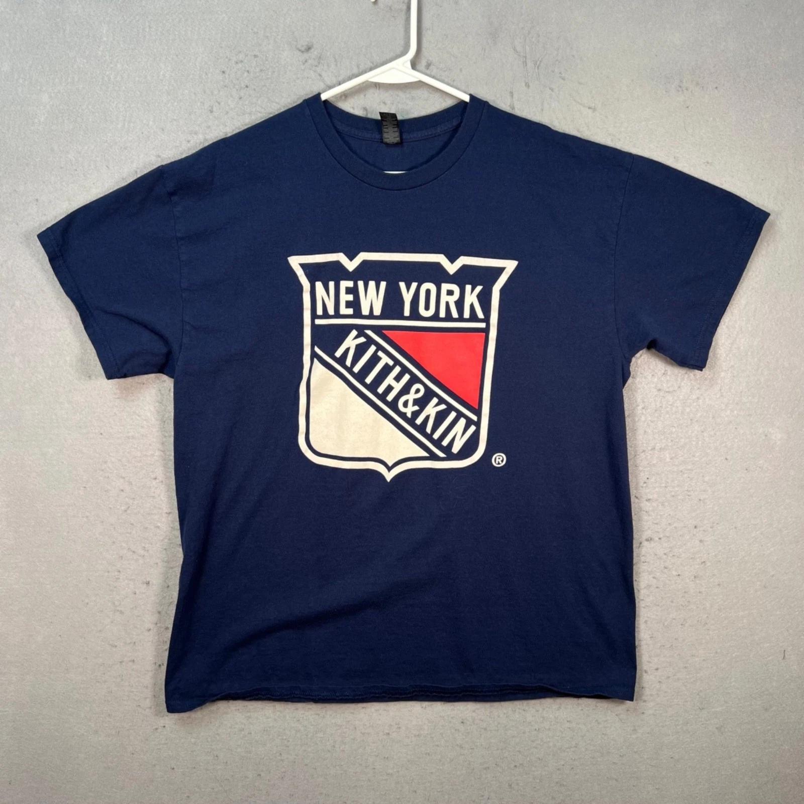 New York Kith & Kin Rangers Blue Graphic T-Shirt Mens Size XL 100% Cotton L