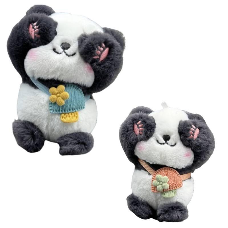 Plush Panda Backpack Keychain Pendant Toy Stuffed Doll Bag Decoration Kids Gift