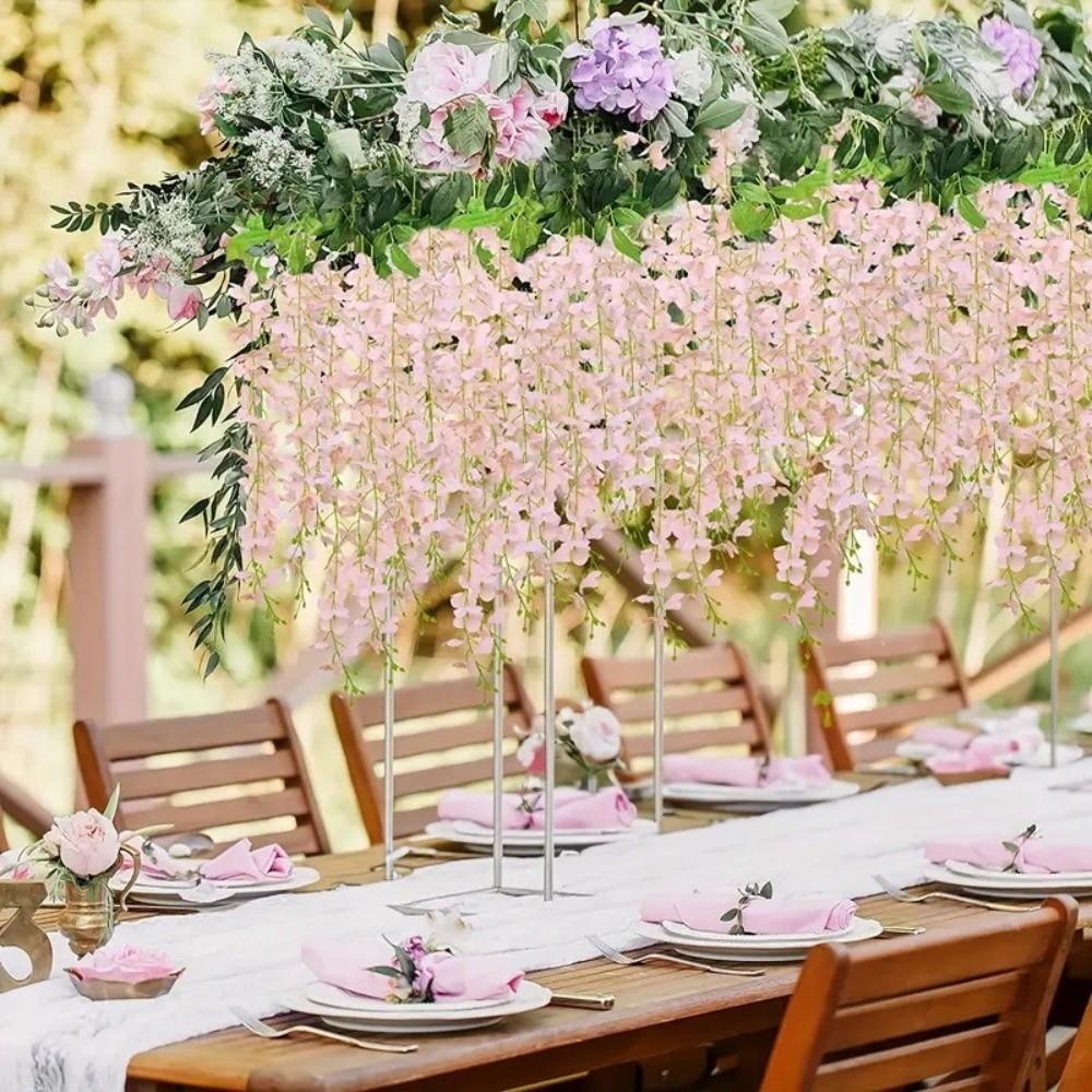 12pcs Long Branches Artificial Plant Vine Hanging Trailing Silk Flower  Wedding Decoration