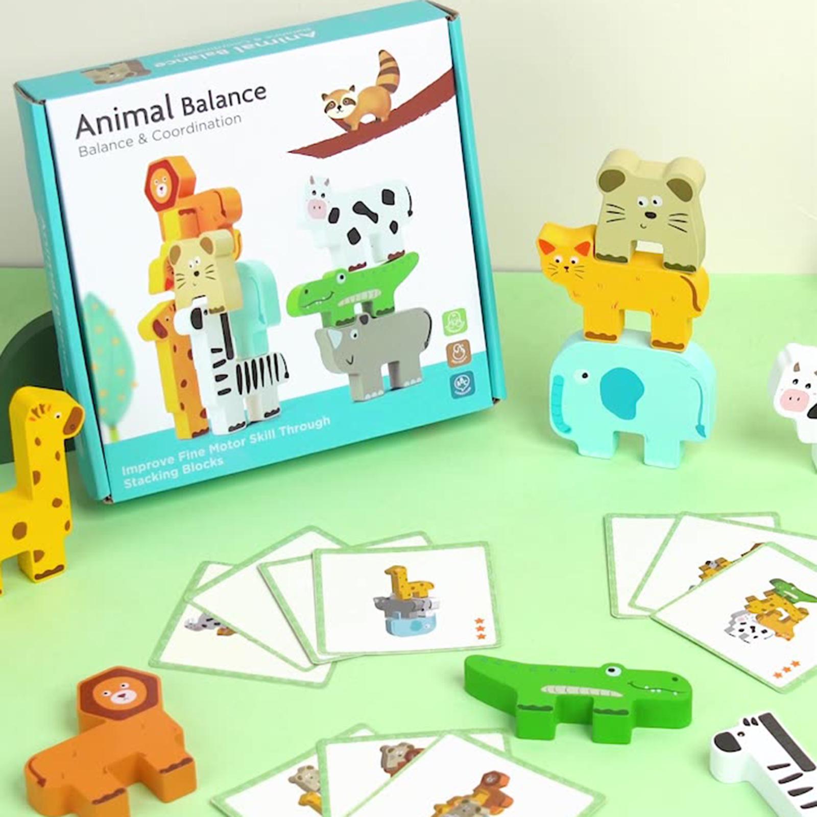 

Wooden Forest Animals Balance Stacked High, Educational Toys, Balance Building Block Toys, Train Children s Hand Eye Coordination One Size
