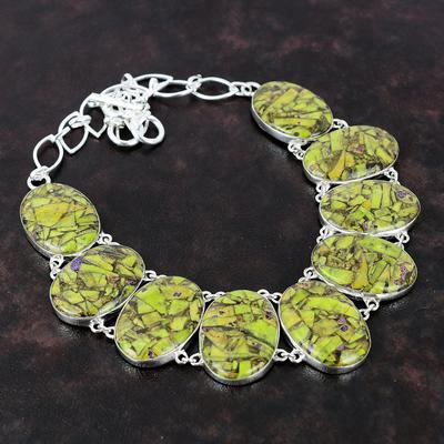 Collar de atlantisita de cobre, collar de plata de ley 925, joyería hecha a mano con piedras preciosas, collar de cadena ajustable, regalo para niña, collar de diseñador