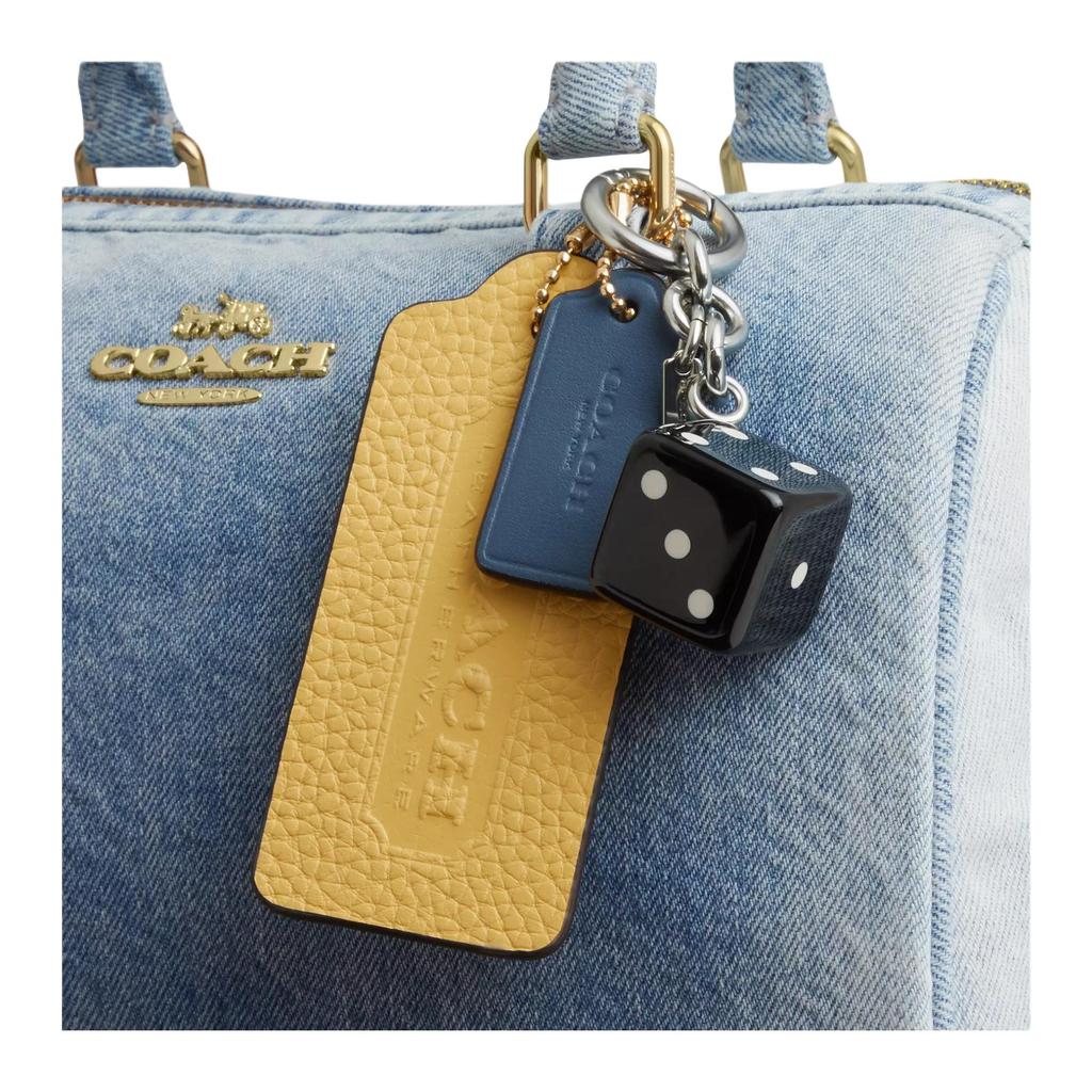 Coach Bolso de Hombro de Mezclilla con Colgante de Logo Rowan para Mujer Color Índigo Claro CDY74-IMNIM