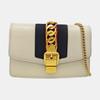 [Pre-Owned] Sylvie Gold Buckle Striped Web Chain Leather Mini Square Crossbody Bag - Good #1JODX7F