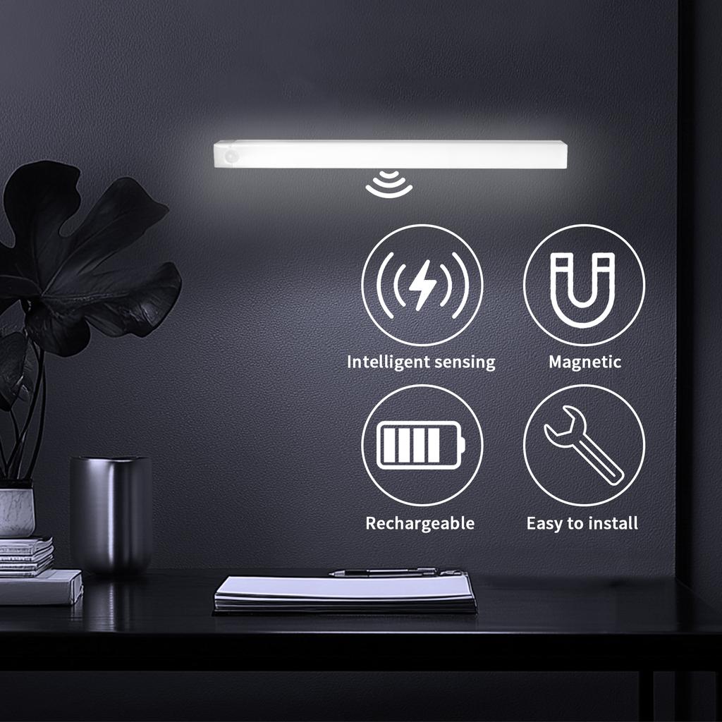 Bewegungssensor LED-Schrankleuchte USB wiederaufladbare Induktionsnachtlicht tragbare Detektorlampe für Kleiderschranktreppenküche