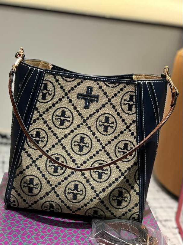 TB Damska Skórzana Konwertowalna Torba typu kubełek na ramię Crossbody