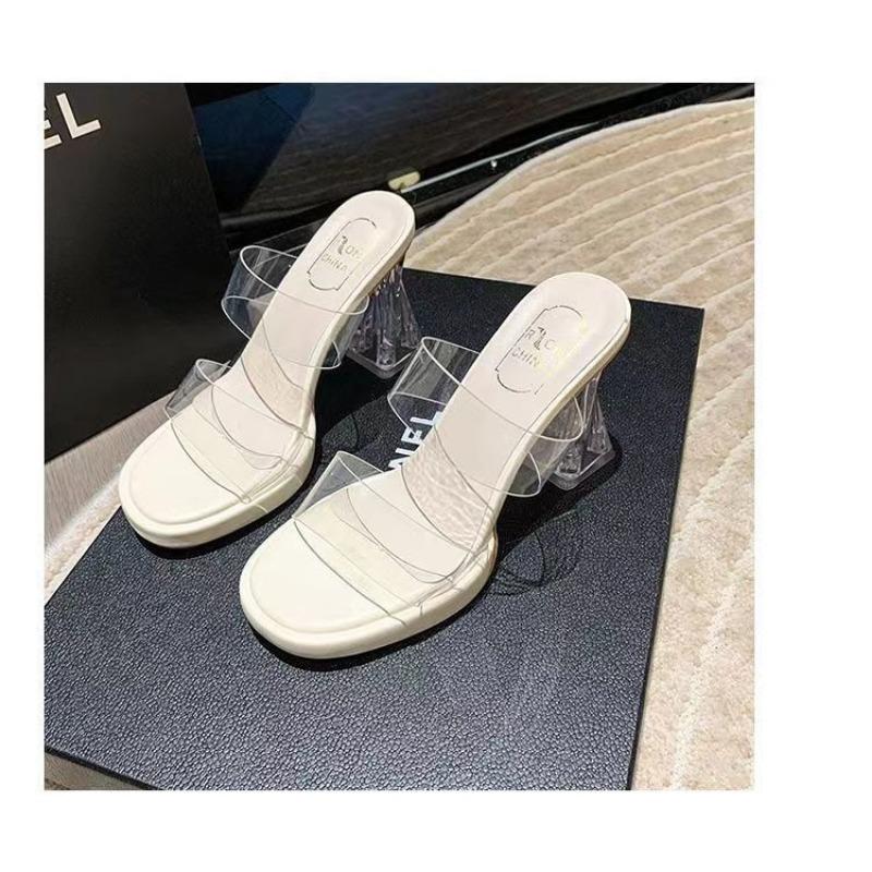 High heels slippers summer new waterproof table crystal high heels temperament fashion sandals women's shoes