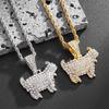 Hip Hop Shiny Goat Pendant Necklace For Women Men Luxury Rock Punk Style Iced Out Zircon Gold Color Rope Neck Chain Jewelry Gift