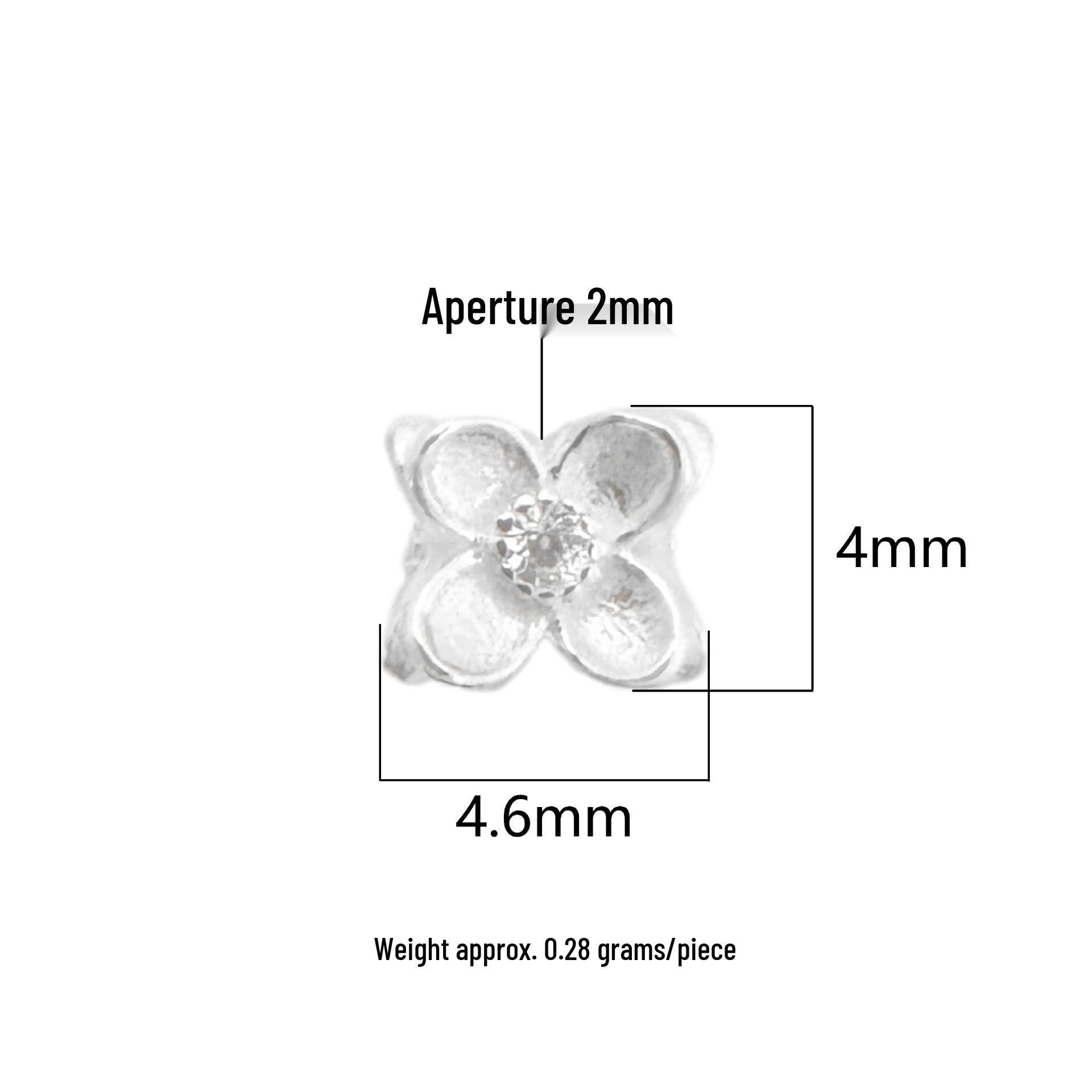 S999 Sterling Silver Flower Square Spacer Beads for DIY Crystal Bracelet & Necklace Weaving Accessories 999 Sterling Silver