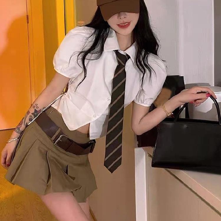 JK Mädchen Kaffee Gestreift Vorgebundene Krawatte Schüleruniform Business Krawatte Fliege