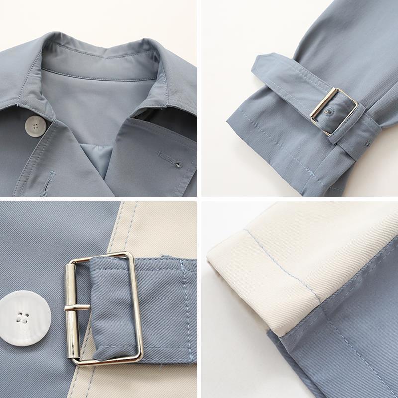 Design Sense British Style Women’s Trench Coat: Spring/Autumn, Versatile Mid-Length Tie-Waist Outerwear for Petite, Stylish Students.