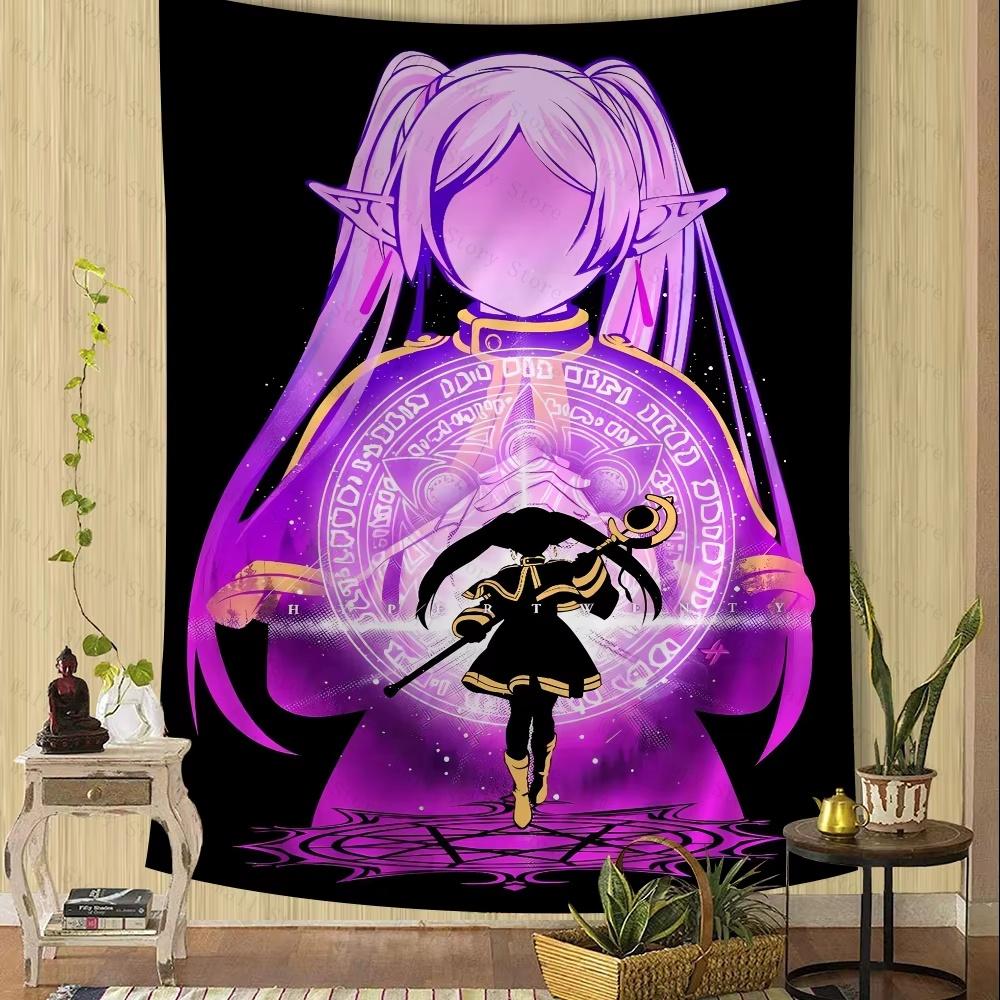 Anime Frieren Tapestry Art Printing Japanese Wall Tapestry Anime Wall Hanging Home Decor Tapestry Bedroom Bedside Tapestry