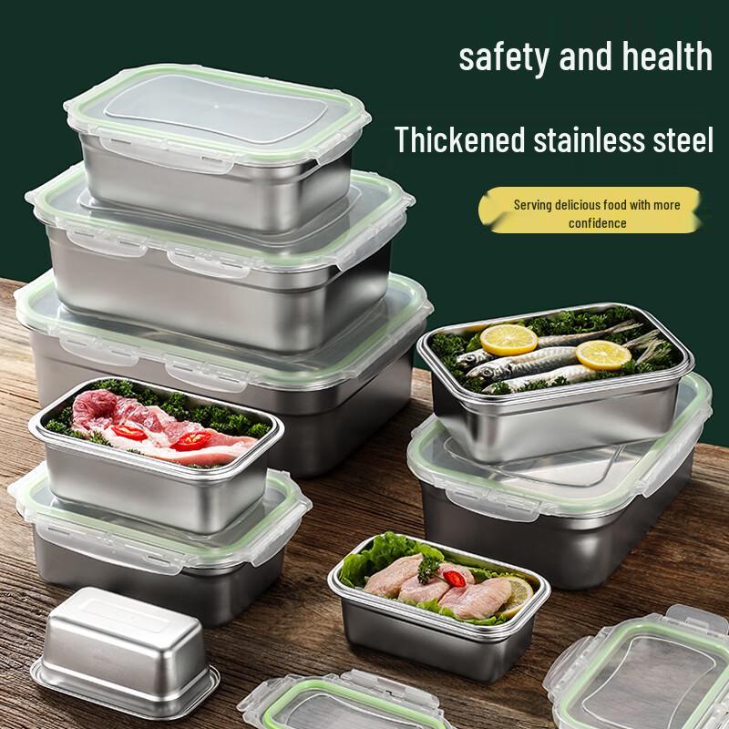 Rectangular 304 Stainless Steel Food Storage Container with Lid