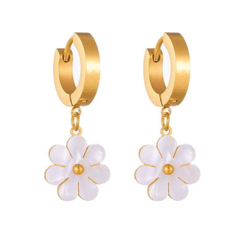 Trendy Korean Double Layer Daisy Bead Chain Stainless Steel Necklace for Women