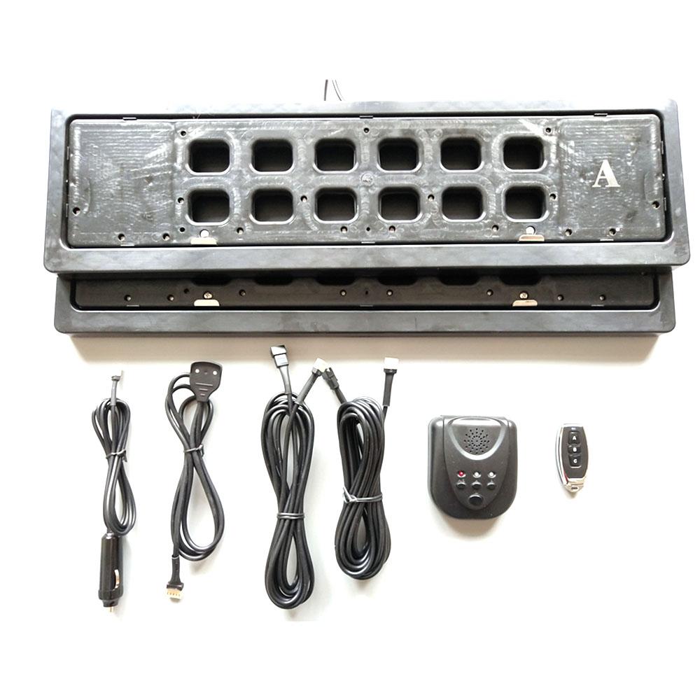 2Pcs Upgrade EU Remote Control Flip Flipable Retractable License Plate Frame,Car Number Swap Shift Turn Blinds License Plate