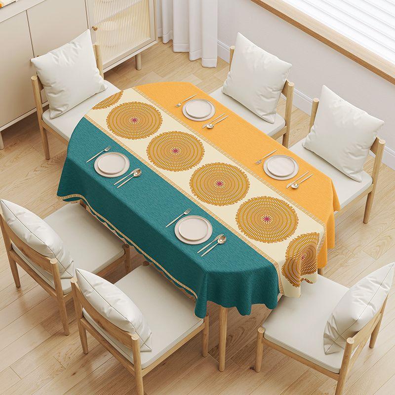 Tovaglia Stampata a Righe Geometriche Moderne Bordo Ondulato in PVC Cuscino Ovale per Scrivania Isolante Resistente allo Sporco Facile da Mantenere Tappetino per Tavoli