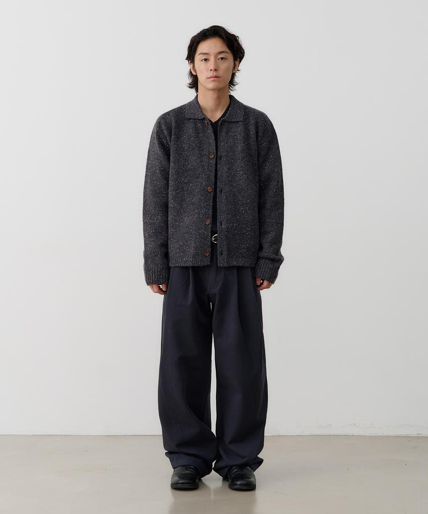 Knouun Nep Yarn Collar Cardigan (Charcoal)