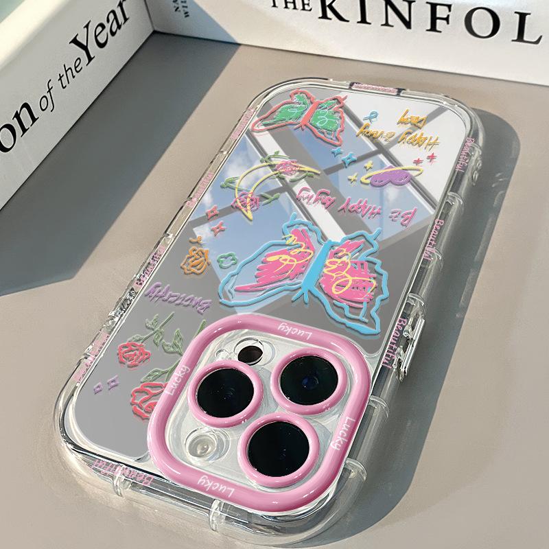Ins Butterfly for IPhone15promax Mobile Phone Case for Apple 14 Cream Case 12 Niche Creative 11 Mirror X