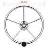 5-Spoke Stainless Steel Boat Steering Wheel with Black Polyurethane Foam Non-Slip Anti-Sweat Marine Accessories