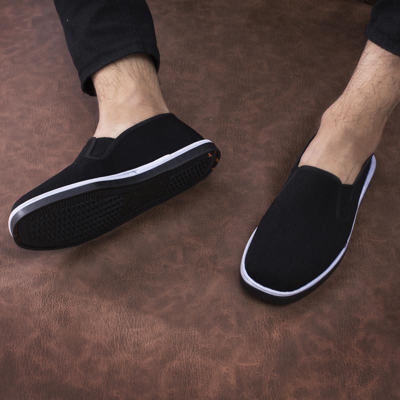 comfortable flat bottom imitation tire sole old Beijing cloth shoes lasagna canvas single shoes traditional manual online black cloth shoes