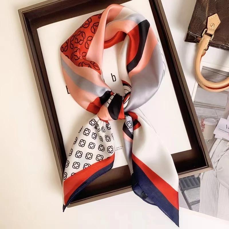 New Fashion Luxury Silk Scarf Bandana Women Hair Bands Square Scarves Neck Tie Bag Scarfs Satin Lady Wrap Headband