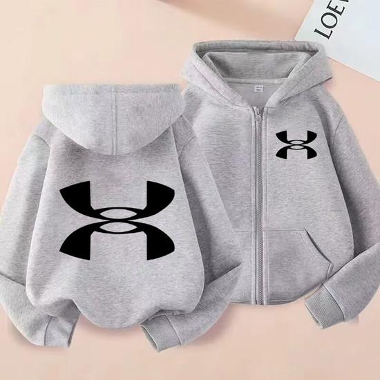 Kinder Strickjacke Herbst Winter Hoodie Reißverschluss Stil Sweatshirt 3-12 Jahre Jungen Mädchen Buchstabe Sport Oberteil Lässige Mode Lockere Jacke Kleidung