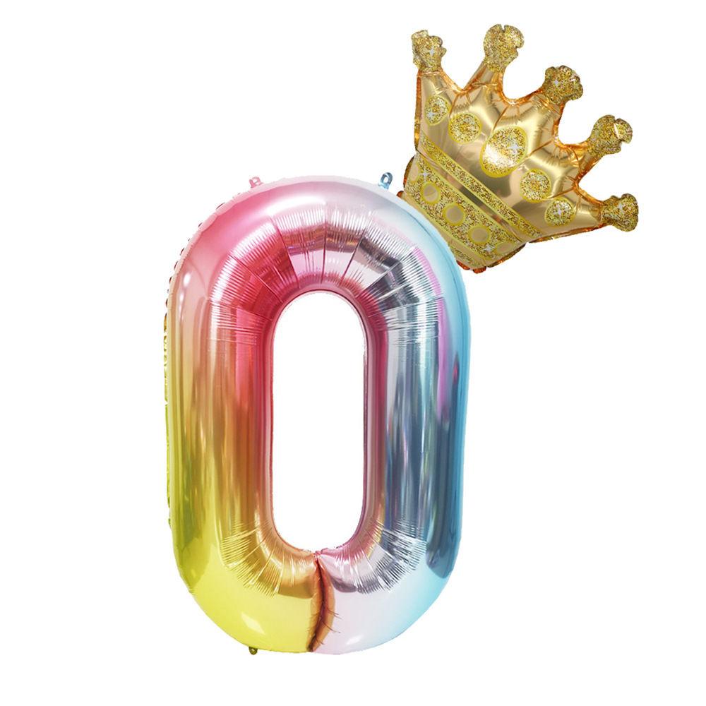 40-inch Gradient Digital Crown Balloon for Children's First Birthday Party Decoration