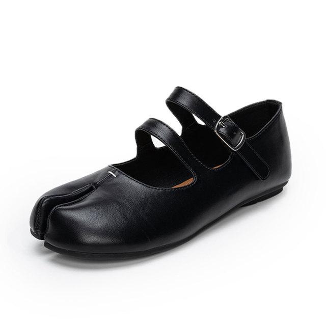 

2024 летние женские туфли с раздельным носком, модная черная удобная прогулочная обувь на плоской подошве Мэри Джейн, обувь высокого качества 40 чёрный